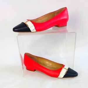 Talbots Red Wh Bl Flat W Box Shoes.